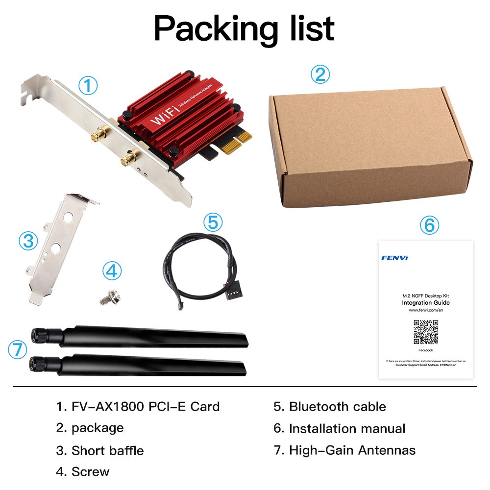 WiFi 6E PCI-E Dual Band Network Card AX1800Mbps 802.11AX WiFi Bluetooth Adapte