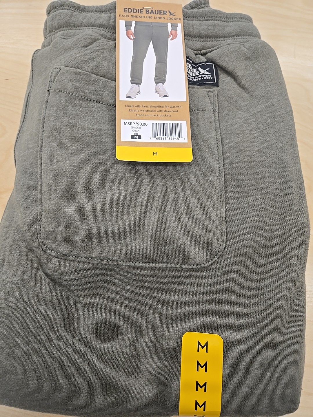 NWT: Men's Eddie Bauer Faux Shearling Lined Joggers - 4 Colors: 5 Sizes