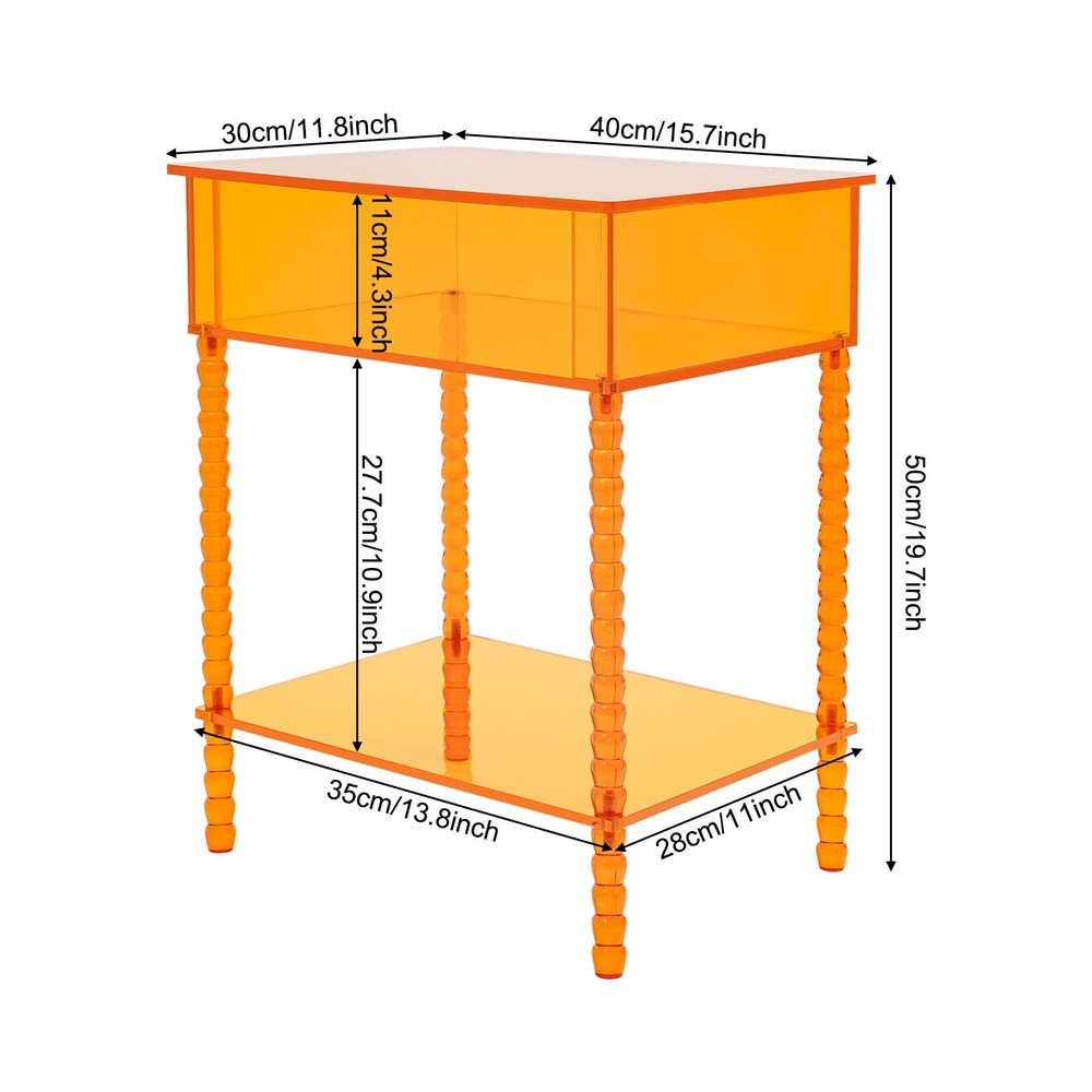 Acrylic End Table Side Table With Storage Couch Table Bedside Table For Dorm