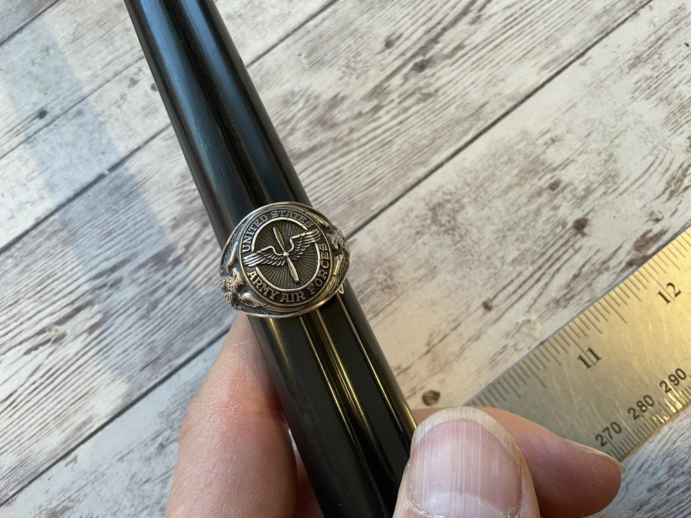 ORIGINAL WWII USAAF MINTY PILOT RING BY HJ - STERLING