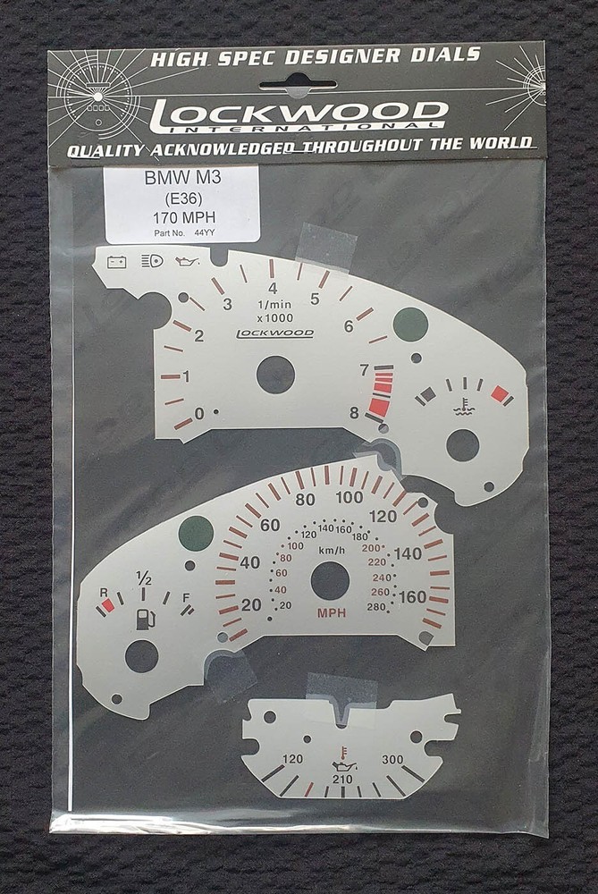 Lockwood BMW E36 M3 Silver MPH Speedo Dials