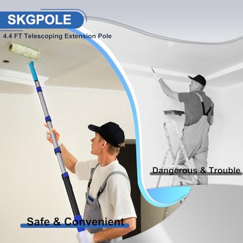 Paint Roller Kit with Telescoping Extension Pole, 27 PCS Paint Brushes 4.4FT