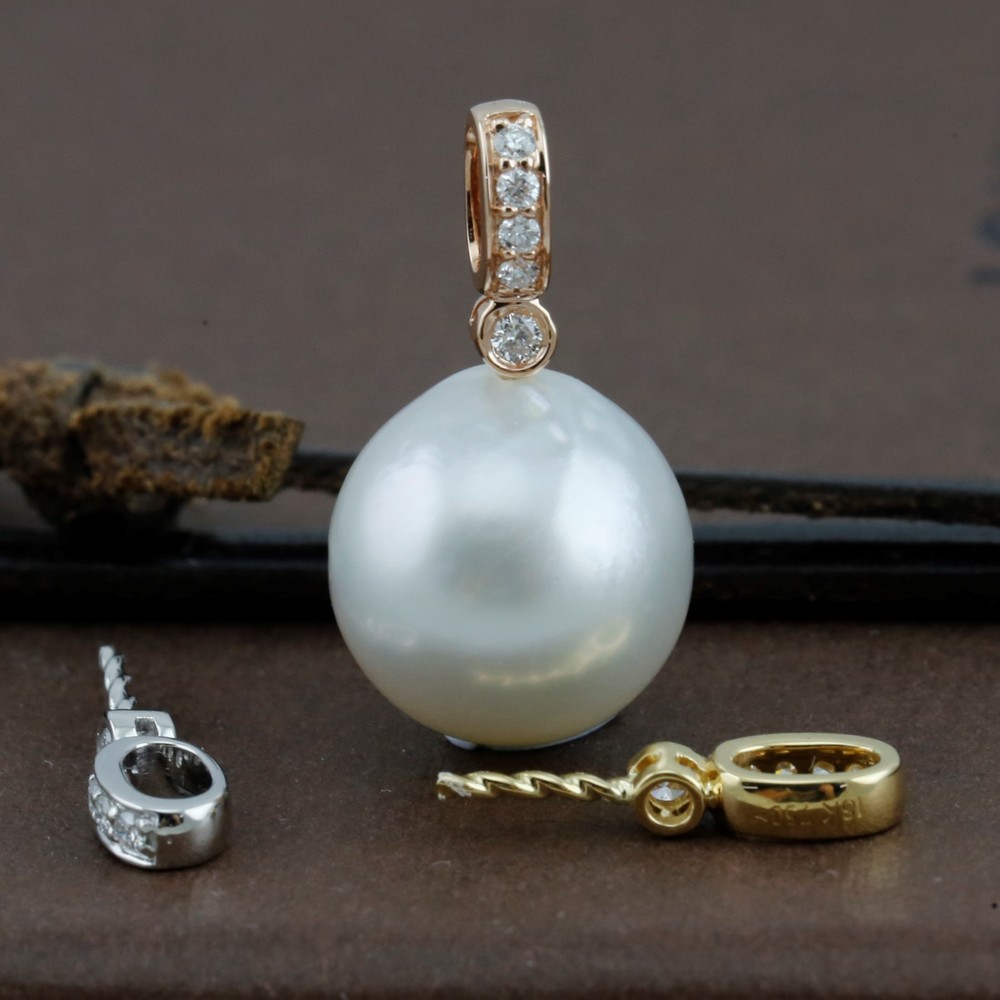 Genuine 18CT Solid Gold & Genuine Diamonds Bail with Screwed Pin