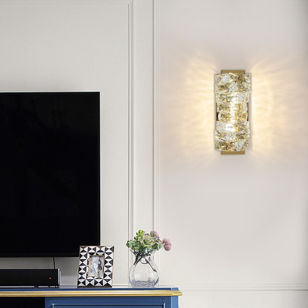Modern Golden Crystal Wall Lamp with Adjustable LED Light Source