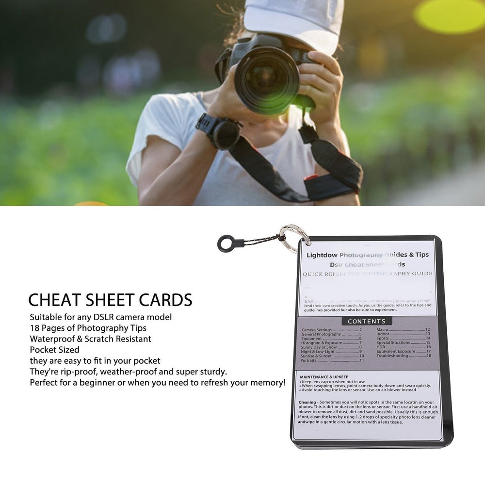 DSLR Cheat Sheet White Balance Gray Card Bundle Quick Reference Guides Master