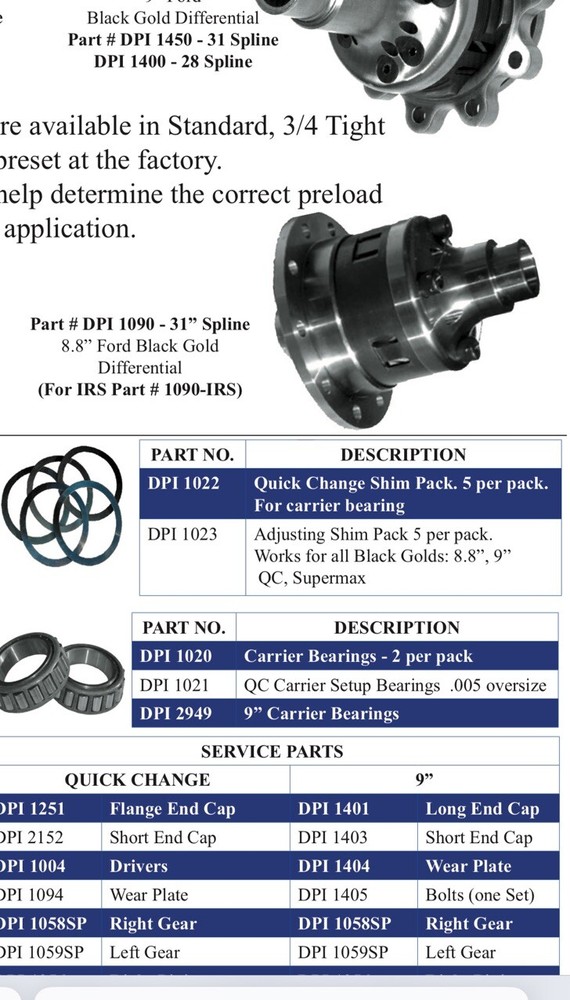 DPI Adjusting Shim Pack 1023 For Rear End