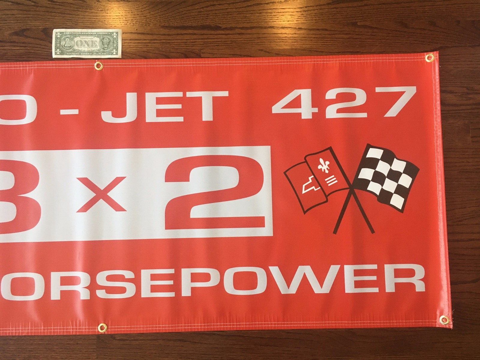 CORVETTE 427 TRI-POWER ENGINE Garage Banner Sign (Large 2'x5')