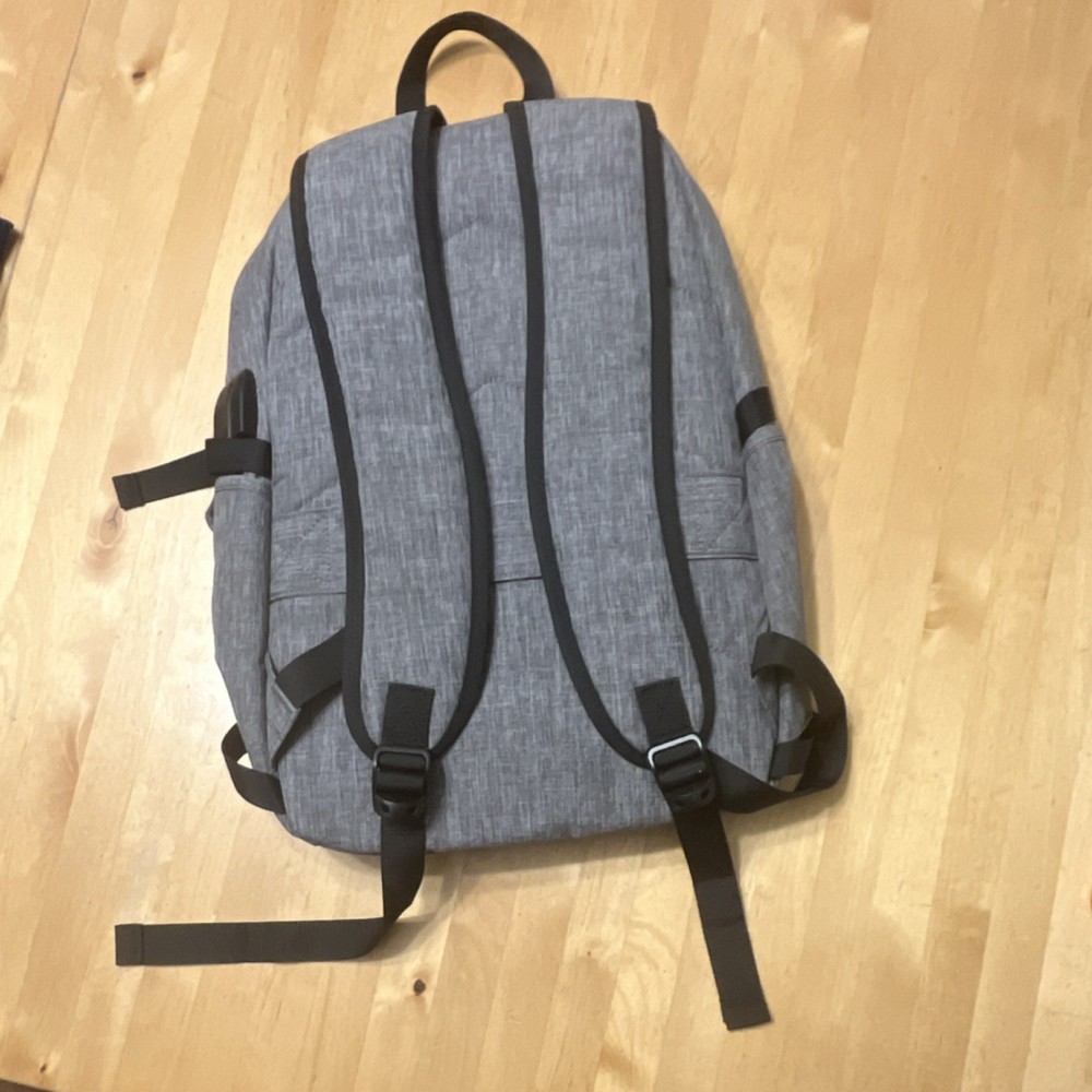 Tzowla Gray Polyester Backpack for 15" Laptop, Padded, USB Port, Solid Pattern