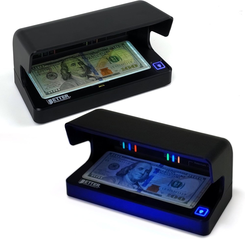 Counterfeit Bill Detector with UV Fluorescent Light, Portable & Compact