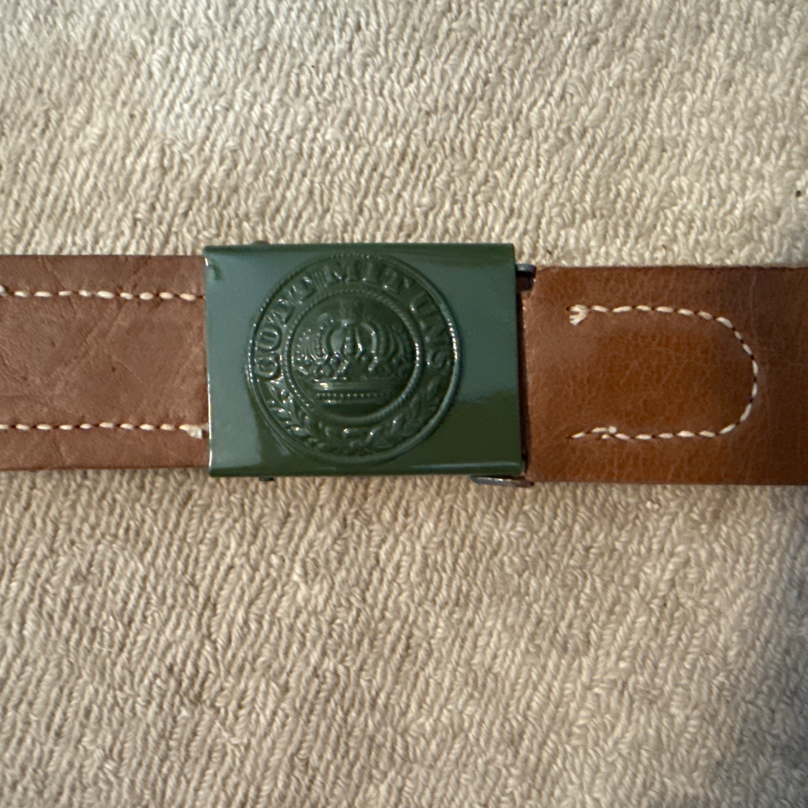 WWI GERMAN PRUSSIAN EM NCO M1915 COMBAT FIELD BELT BUCKLE & ADJUST LEATHER BELT