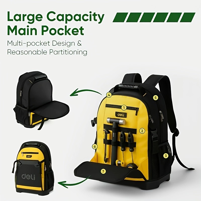 Steelite Heavy-Duty Portable Tool Backpack Organizer with Multiple Compartments