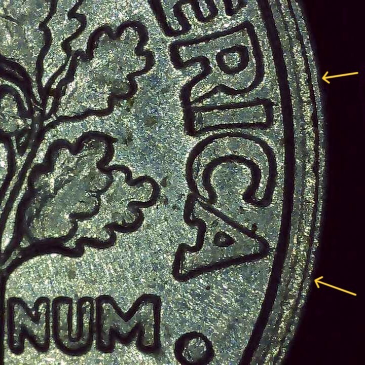 1993 P Dime error collar clash