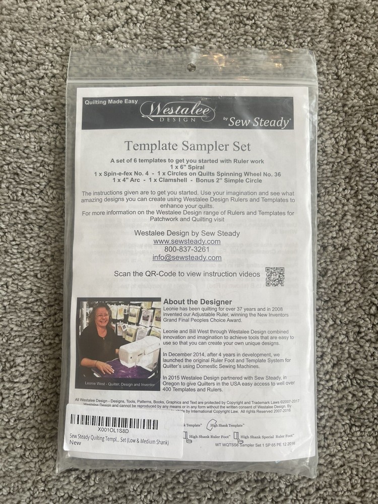 Westalee Template Sampler Set Low Shank Template quilting by Sew Steady