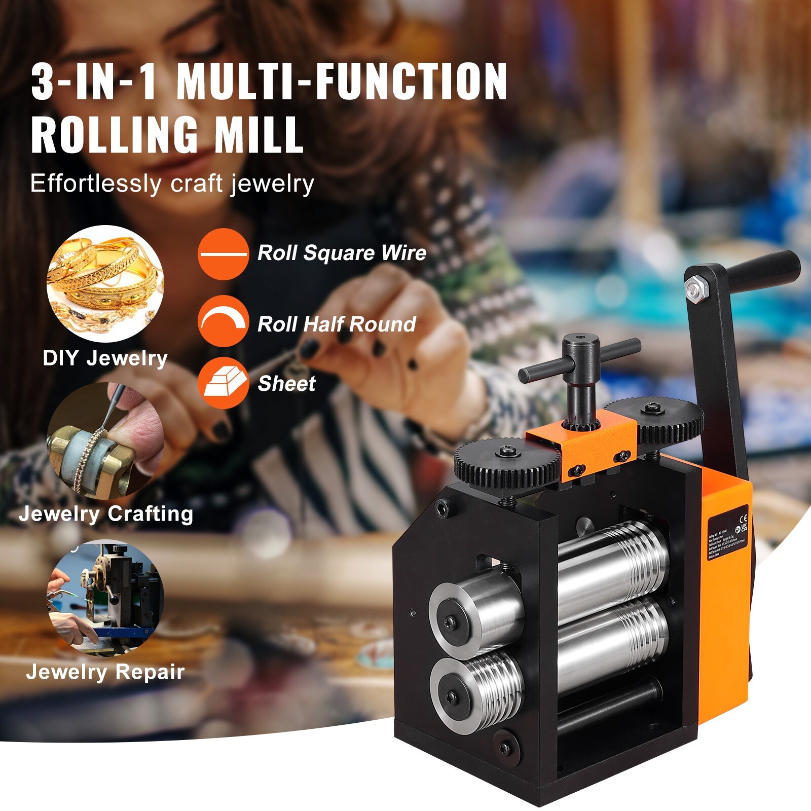 Rolling Mill 3"/76 mm Jewelry Rolling Mill Machine 1: 2 Gear Ratio 3-in-1