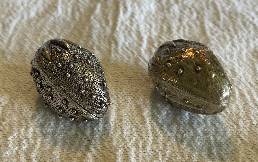 Two Sterling Silver Designer Strawberry Pill Boxes