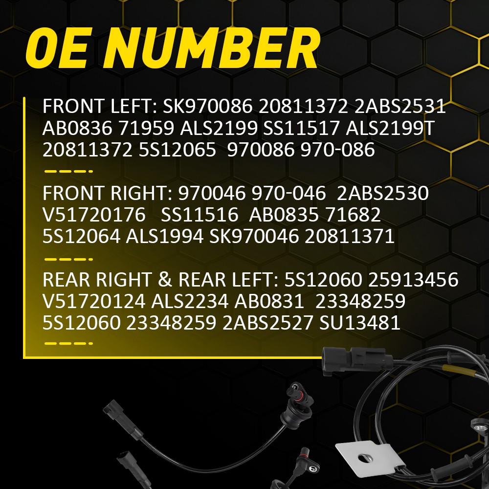 4X Front Rear Left&Right ABS Wheel Speed Sensor for 2010-17 Equinox Chevrolet ER