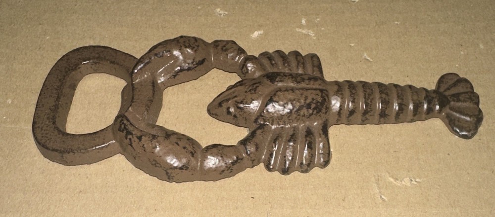 Lobster Bottle Opener Cast Iron Hand Held Nautical Rustic Décor Shellfish 5 3/4”