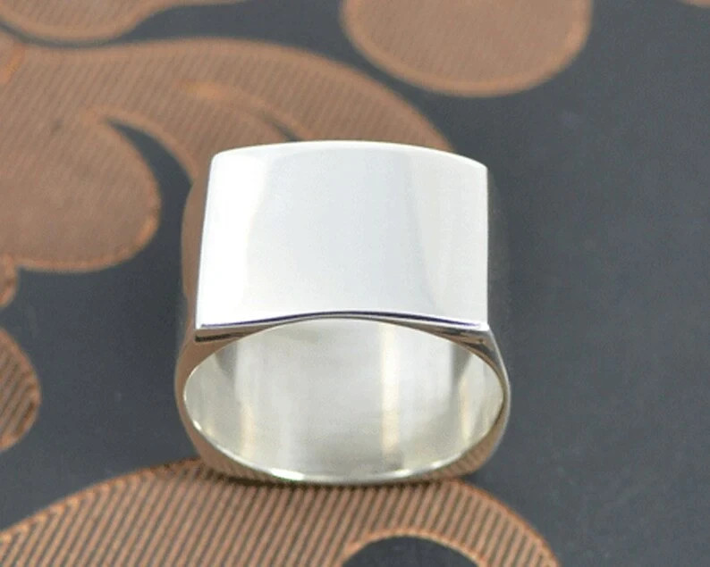 Solid 925 Sterling Silver Square Band Heavy Plain Statement Ring All Sizes