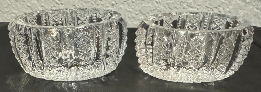 Pair Salt Dip Cellar Mardi Gras Clear (Pressed) by DUNCAN & MILLER