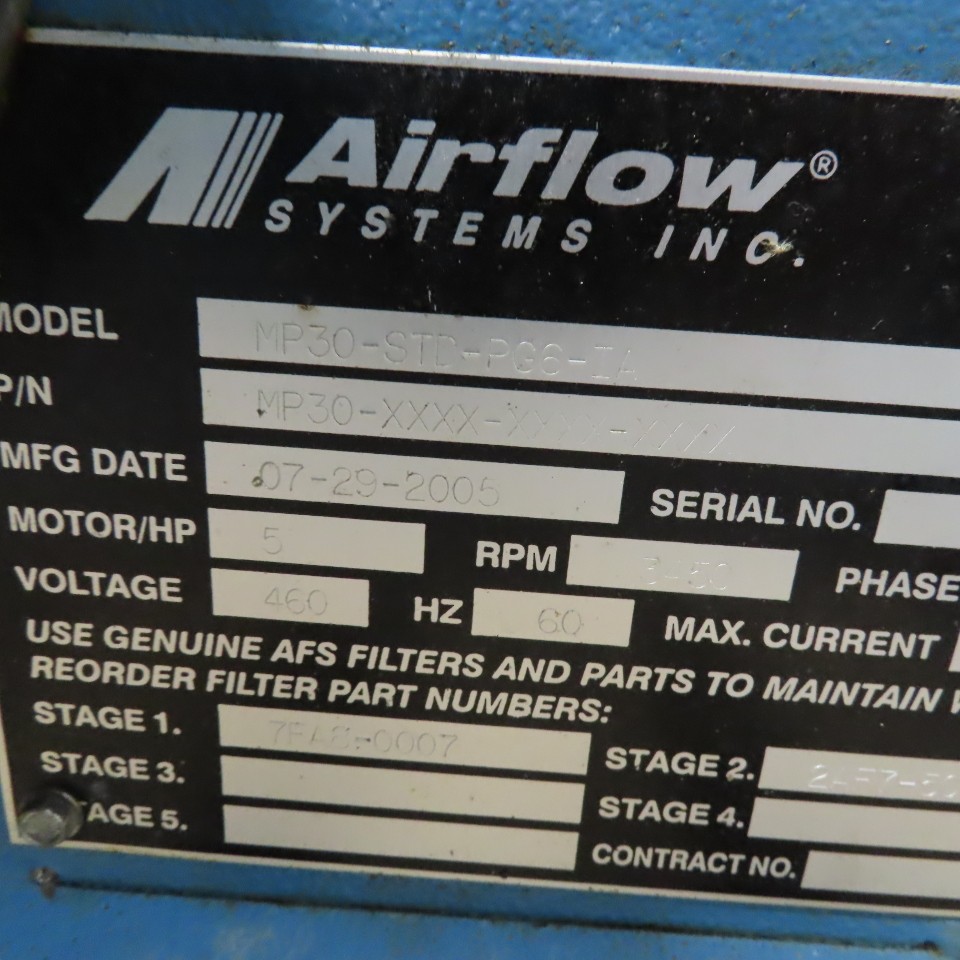 Airflow Systems MP30-STD-PG6-IA Mist Pak Mist Collector Cabinet Filter 5Hp 3Ph