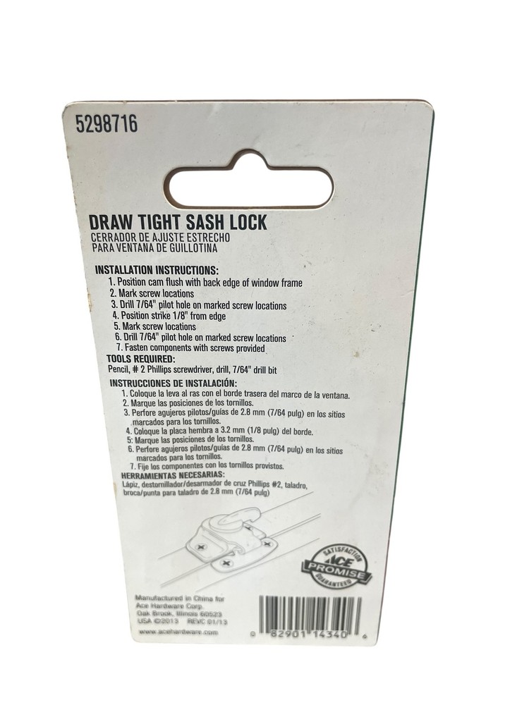 ACE Draw Tight Sash Lock Bright Brass Window Hardware New