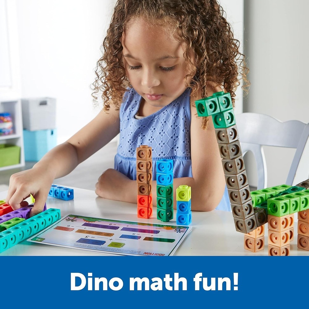 100 Dinosaur-Themed MathLink Cubes Set with Activity Cards - Fun Learning!
