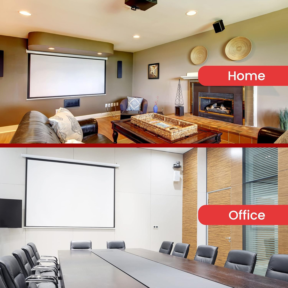 84-Inch Pull down Projector Screen – Manual Roll-Down Matte White Viewing Surfac