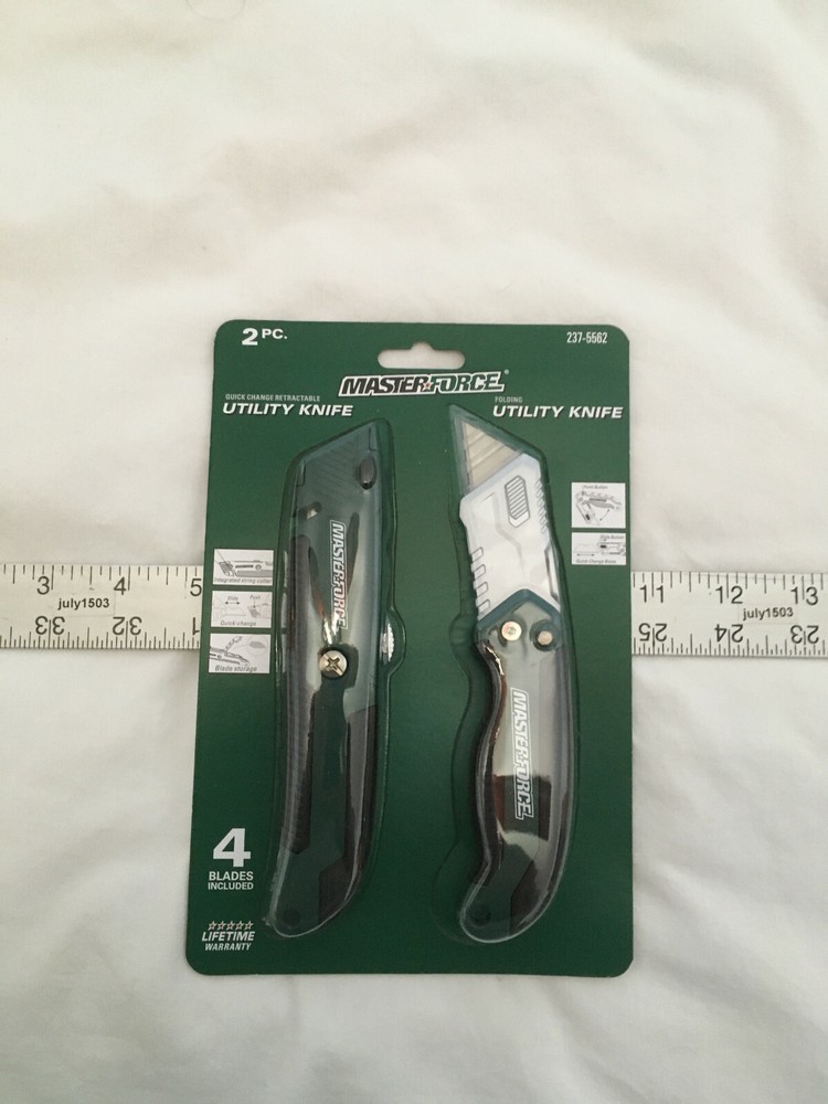 (2) NEW Masterforce Utility Knives - 1 Folding + 1 Quick Change Retractable