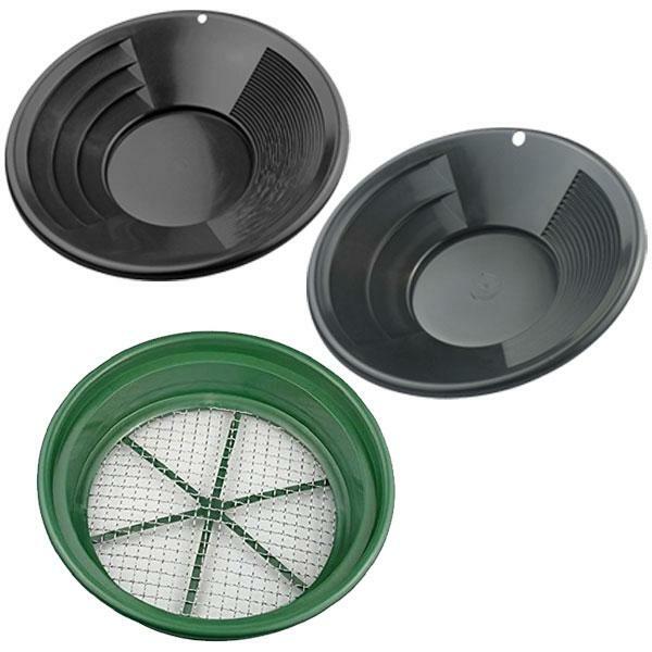 Black 1/4"  Large Gold Classifier Screen & Gold Pan Panning Kit