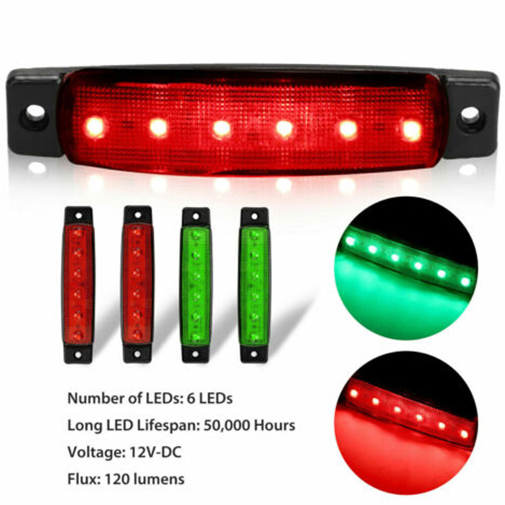 4pcs 12V Boat Navigation LED Lights Stern Lights Boats Starboard Light Green Red