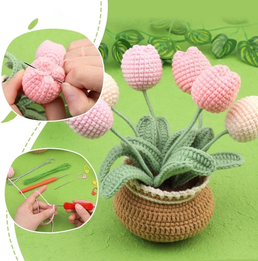 Tulia’s Tulip Crochet Kit: Complete Beginner Set with Video Tutorials & Yarn