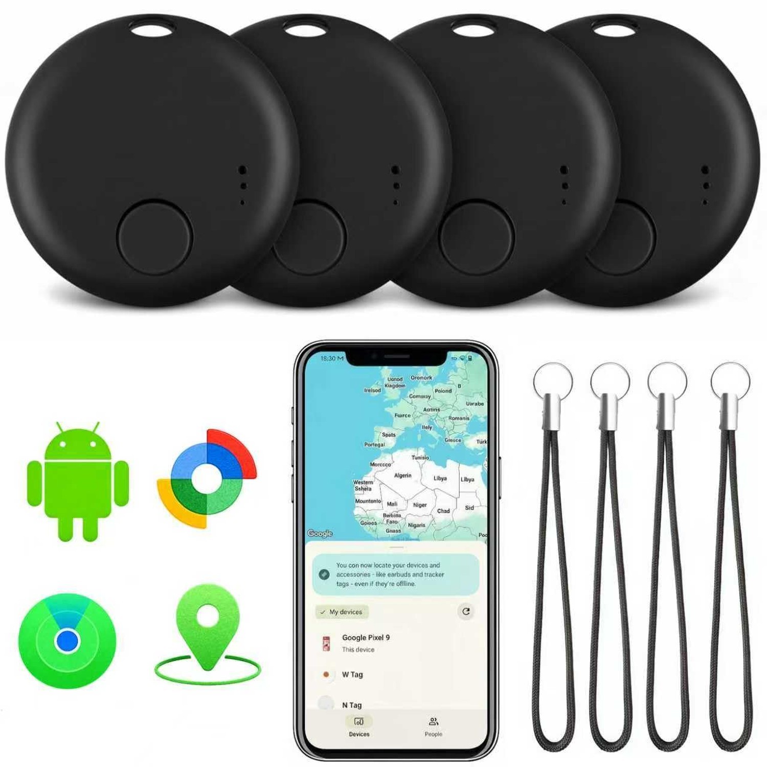Air Tracker Tags-4 Pack, Bluetooth Tracker with Sound, Compatible with Google...