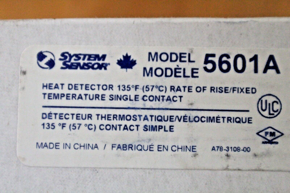 System Sensor 5601A – Heat Detector 57c/135f ROR/Fixed Temp Single Contact