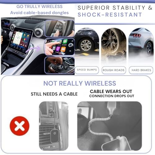 Wireless CarPlay adapter & wireless Android Auto adapter, 2-in-1 USB-A/USB-C