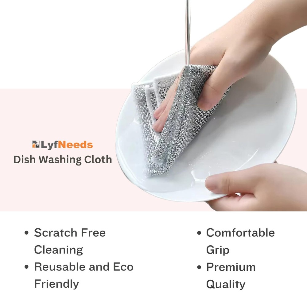 Non Scratch Wire Dishwashing Rag - Upgraded Double Layer 8 Pcs, Reusable Mult...