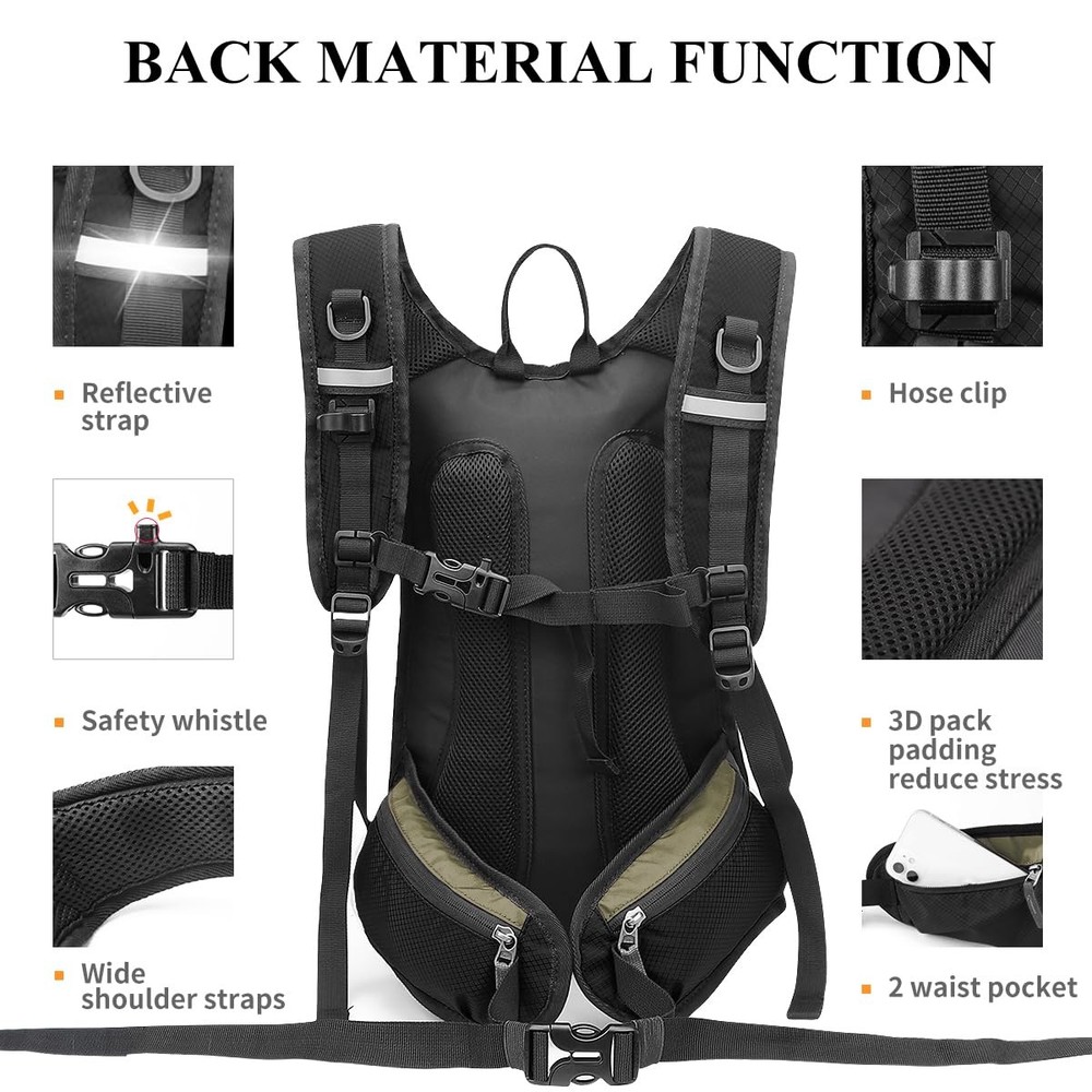 Hydration Backpack, Hiking Backpack with 3L Water Bladder, Lightweight Insula...