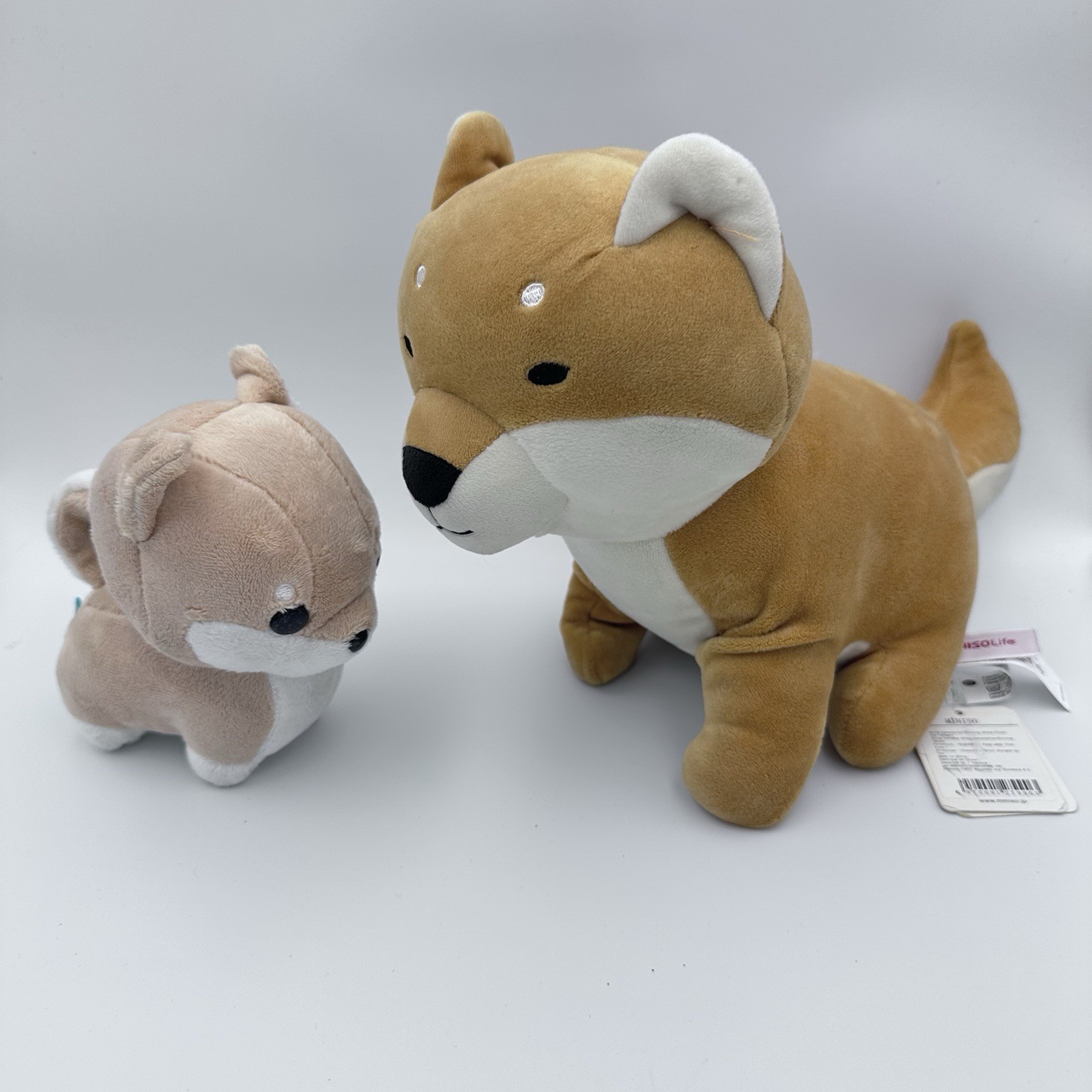 10” Miniso Life + 5” Bellzi Plush Stuffed Shiba Inu Corgi Dog Sitting Lot Of 2