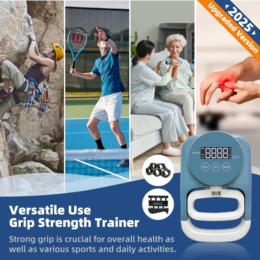 Grip Strength Tester Hand Dynamometer - Trainer Blue