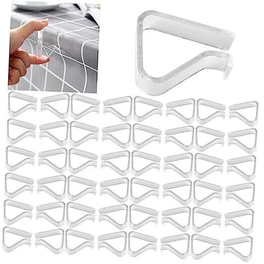 48 Pieces Transparent Clear Tablecloth Clips, Plastic Table Cloth Large