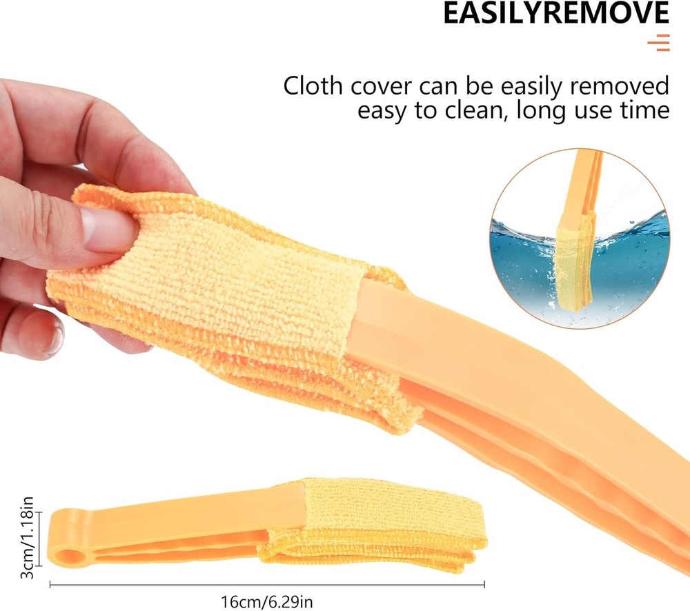4pcs Window Venetian Blind Cleaner Duster Tool, Include 2pcs 7 Finger Black