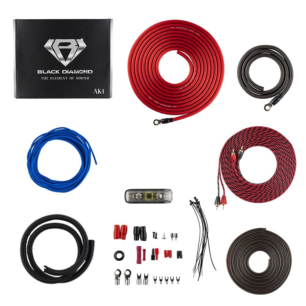 Black Diamond DIA-AK4 Amplifier Wiring Kit 4-GA (Up to 1680W), Amp Wire Kit