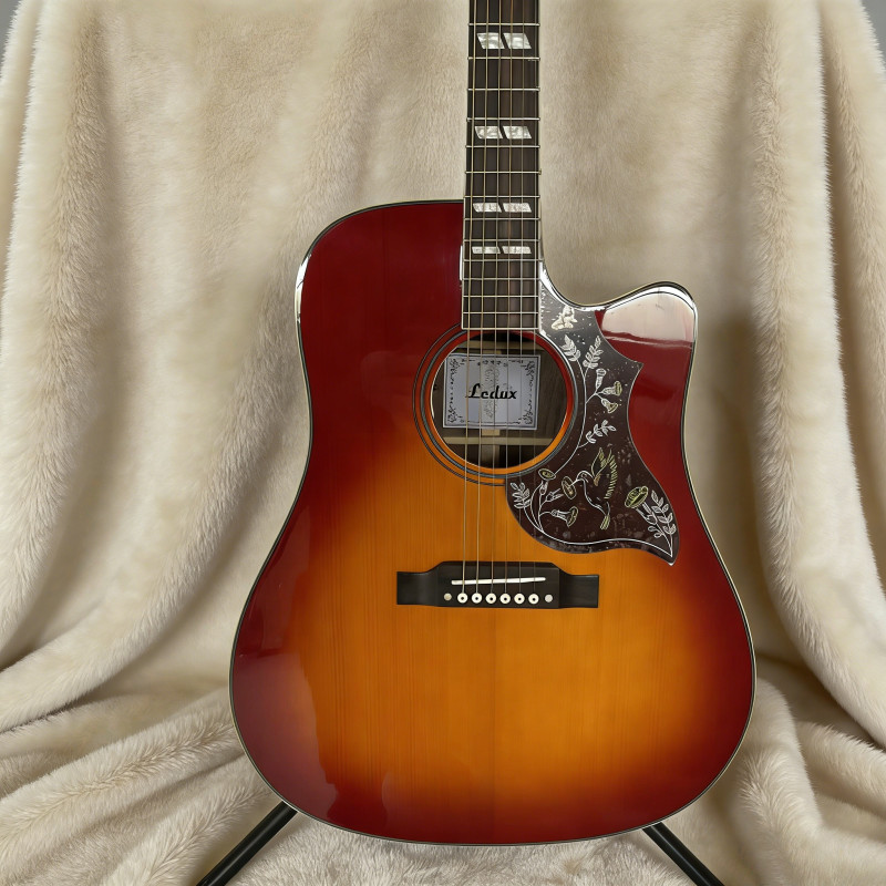 Cutting acoustic electric guitar hummingbird cherry burst pickups bone nut