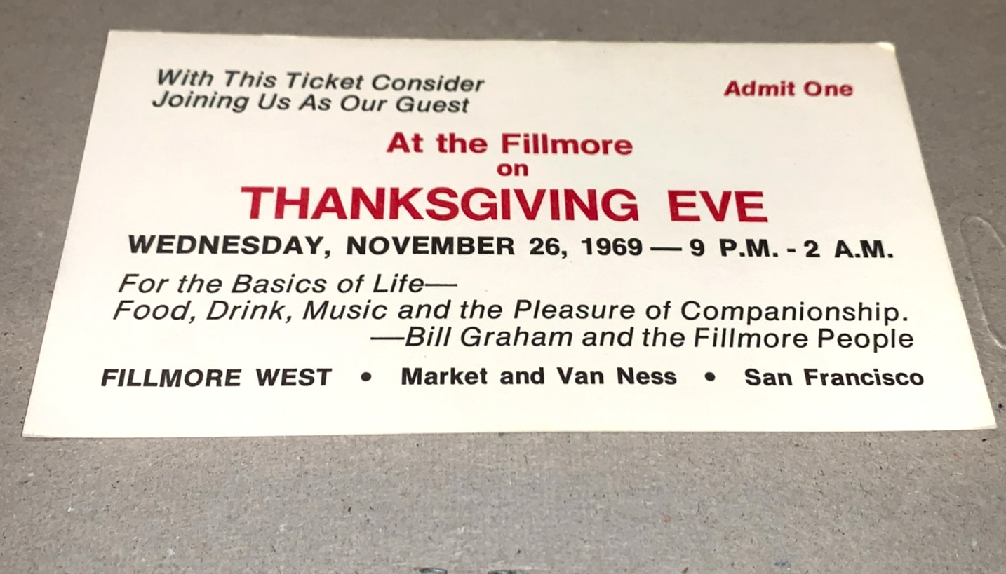 BILL GRAHAM 1969 PRIVATE PARTY CONCERT TICKET FILLMORE WEST San Francisco CA USA
