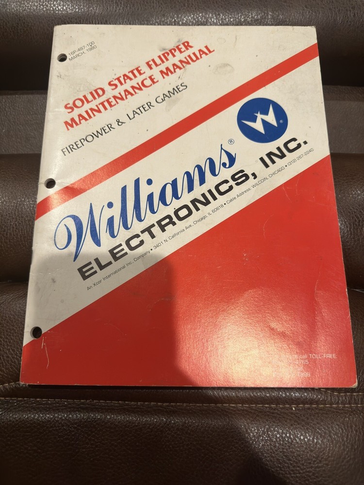 Pinball Solid State Flipper Maintenance Complete MANUAL  Williams  16P-497-100
