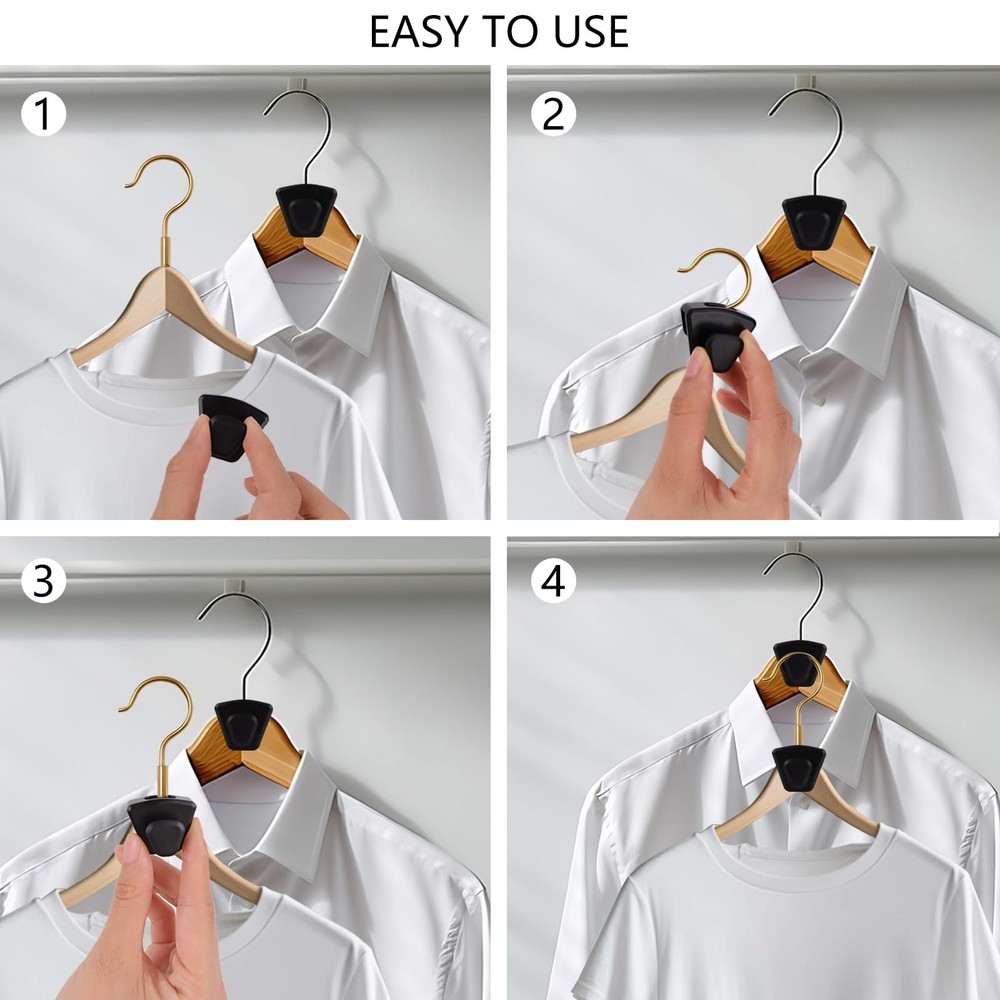 60 Pack Space Saving Hanger Hooks, Black Plastic Triangle Hangers, Connector ...