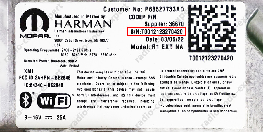 CHRYSLER RADIO PIN CODE ALL MODELS T00AM T**QN TM9 TVPQN TOMYD T00BE T0012 T0071