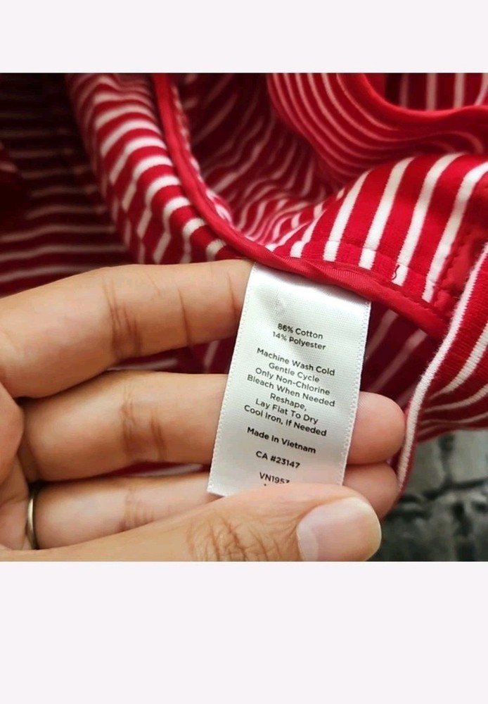 Talbots Blazer Jacket Womens PL Red White Nautical Striped 3 Button Beachy Euc