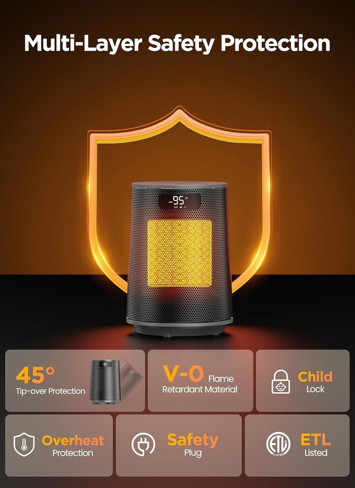 Grey Oscillating Heater with Precision Temperature Control