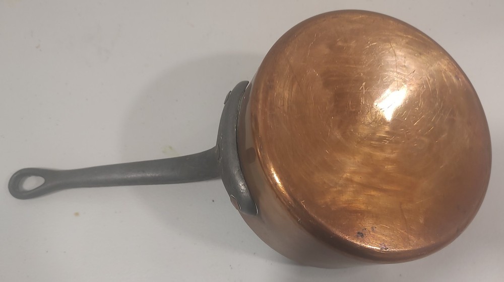 Vintage Copper Saucepan with Iron Handle