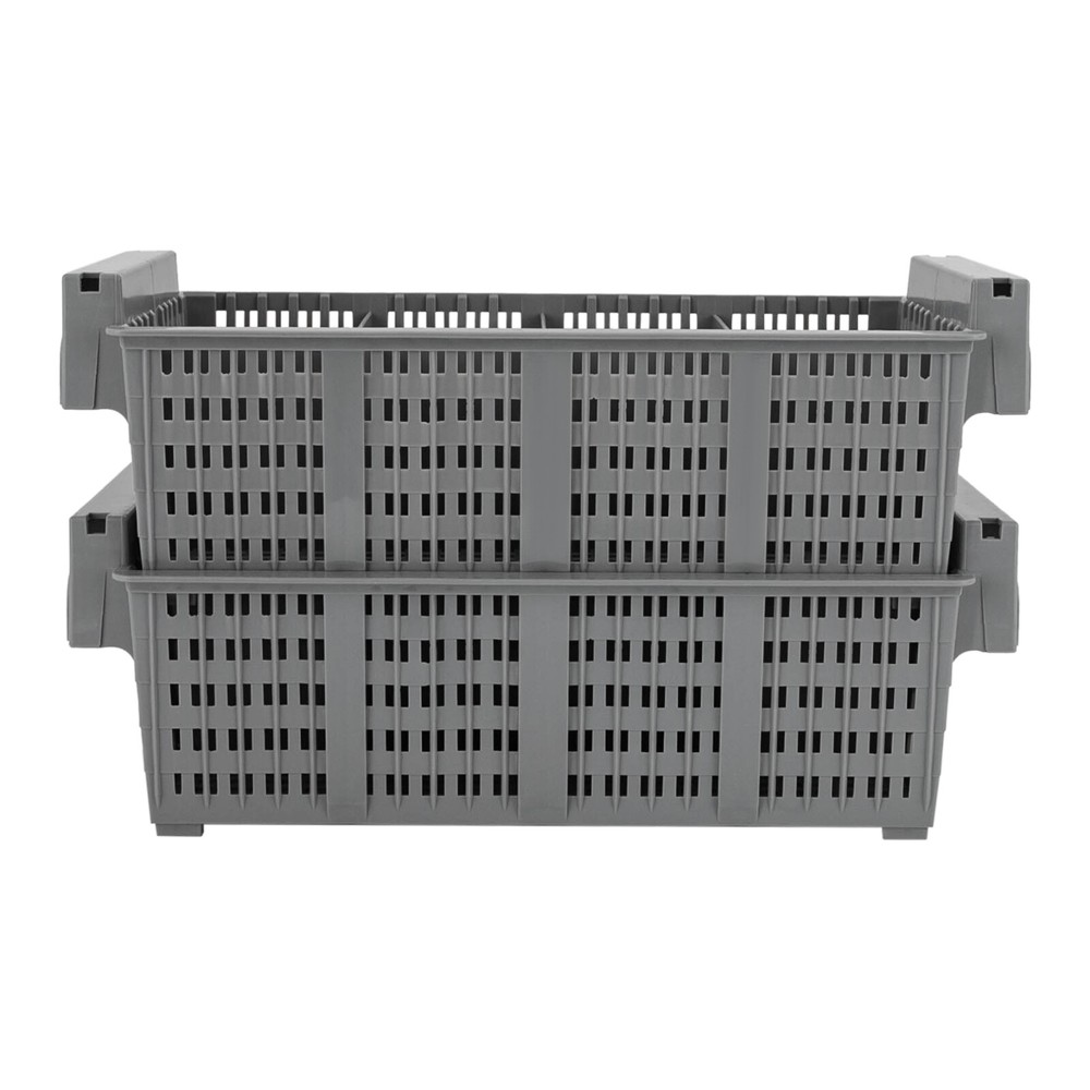 2pcs Flatware Set in PP Buffet 8 Compartments Flatware Drying Container Gray